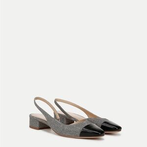 Veronica Beard Black and Silver Sparkle Cecile  Slingback Flats